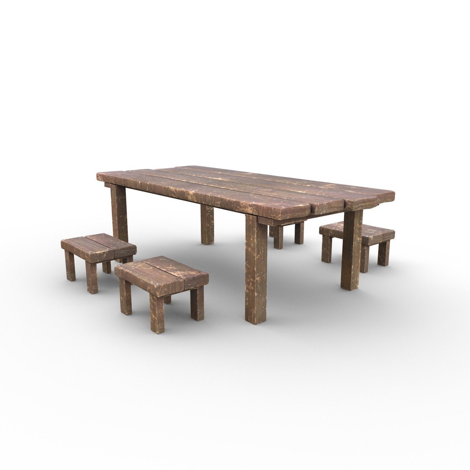 Table and Seat Low-poly 3D model_5
