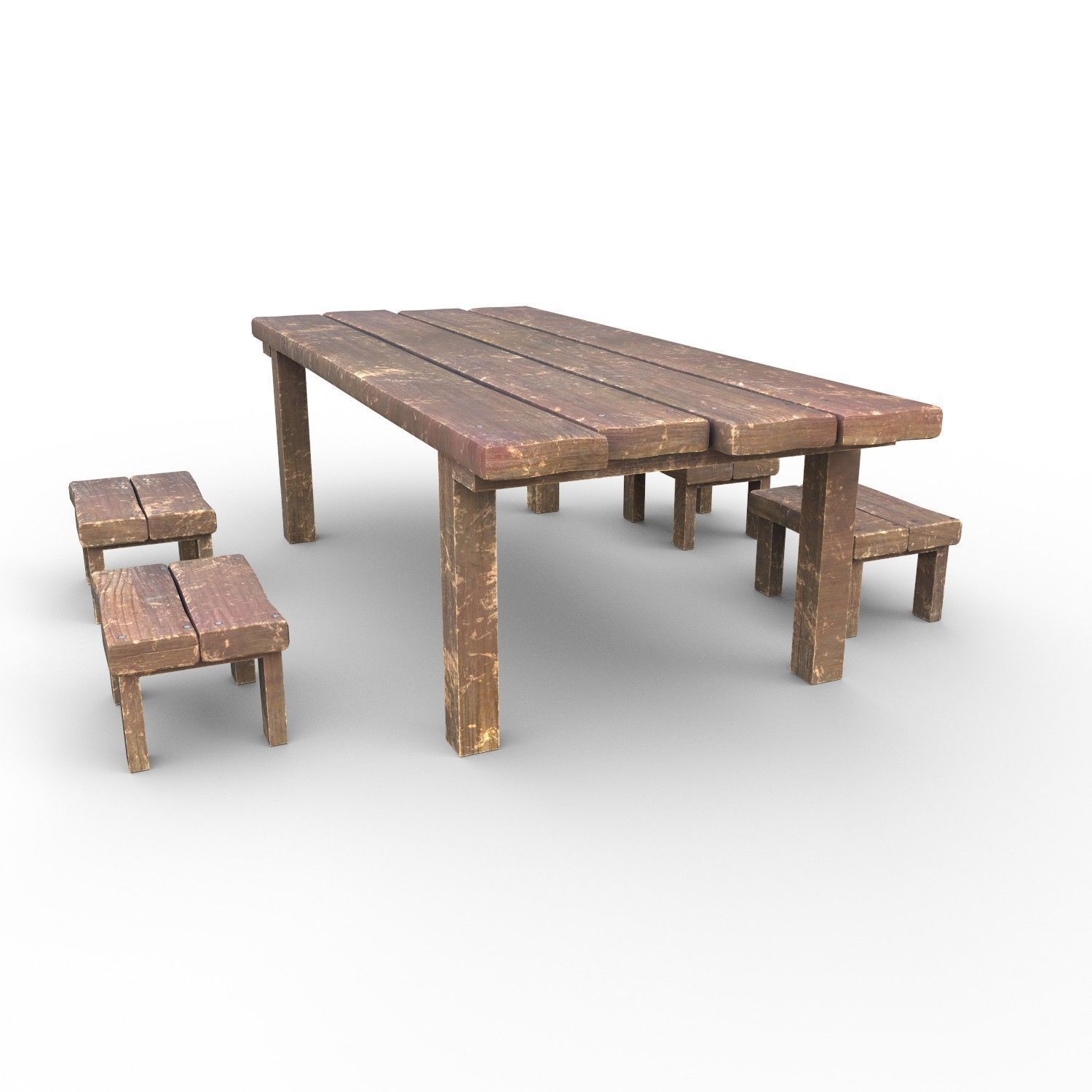 Table and Seat Low-poly 3D model_7