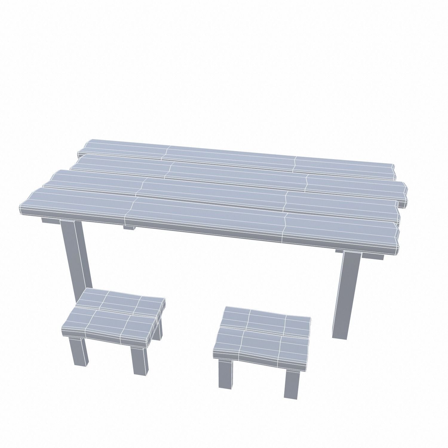 Table and Seat Low-poly 3D model_12