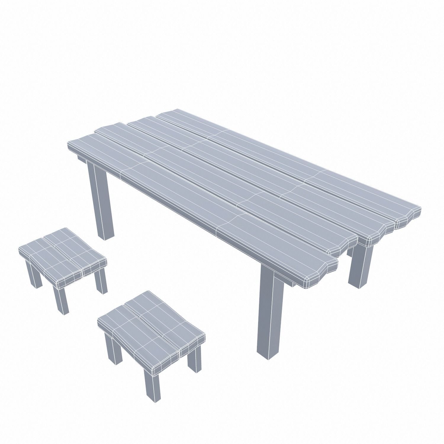 Table and Seat Low-poly 3D model_15