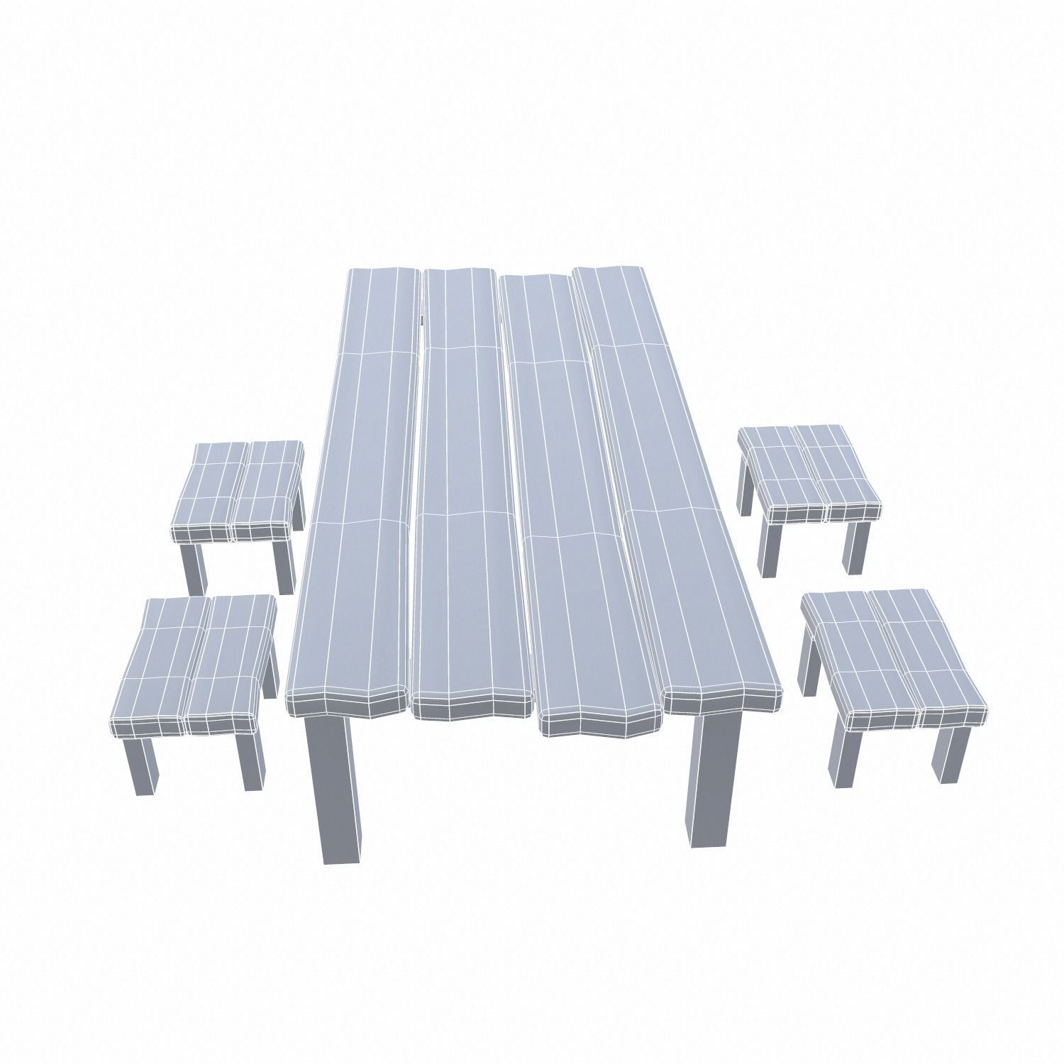 Table and Seat Low-poly 3D model_10