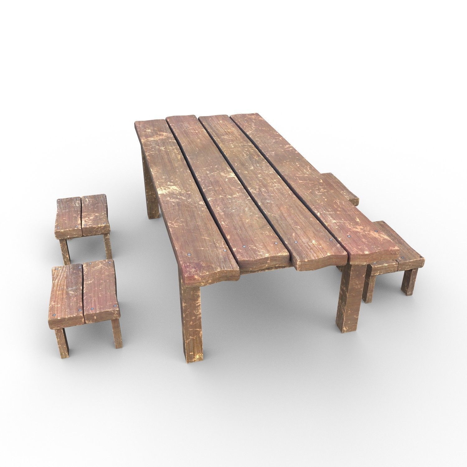 Table and Seat Low-poly 3D model_2