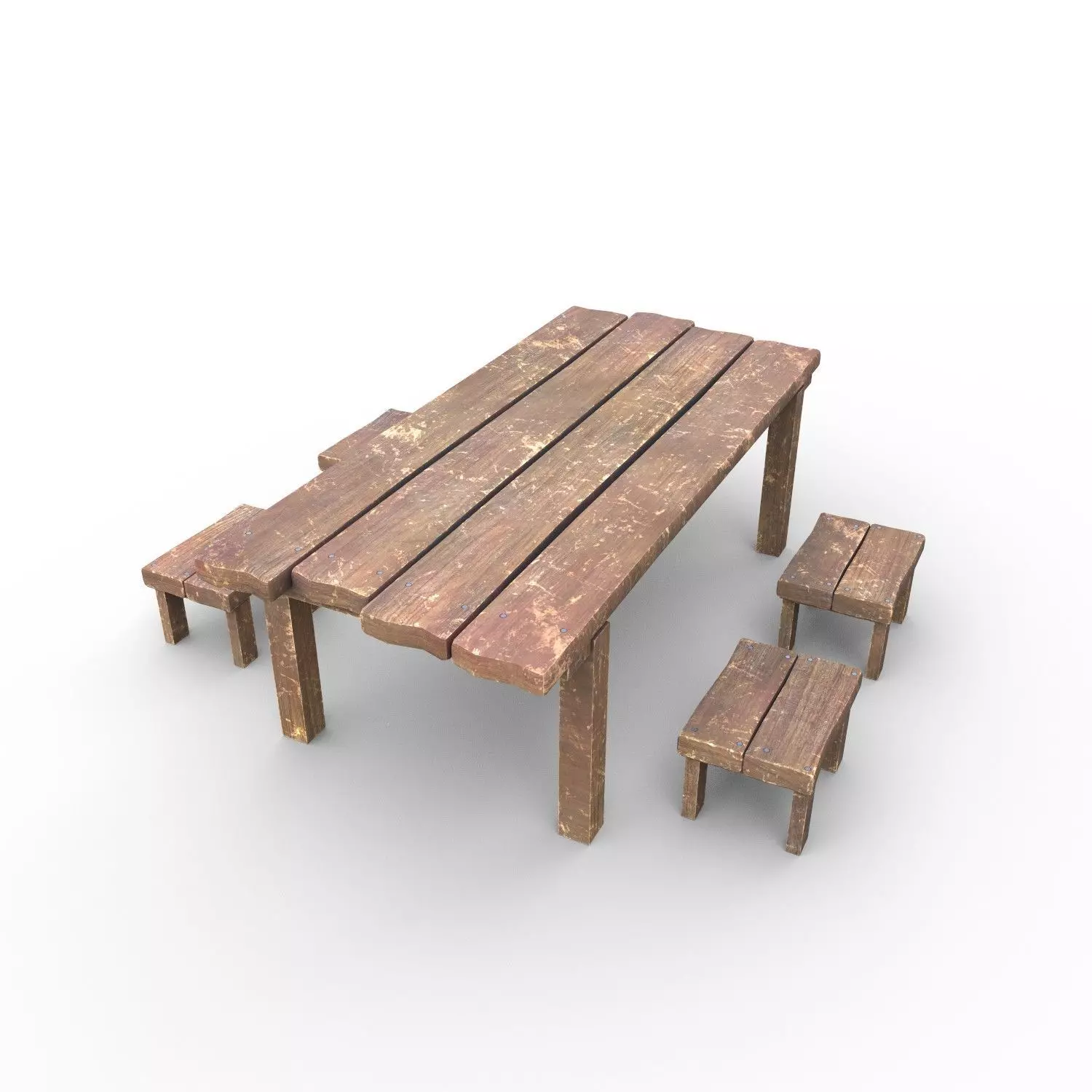 Table and Seat Low-poly 3D model_0