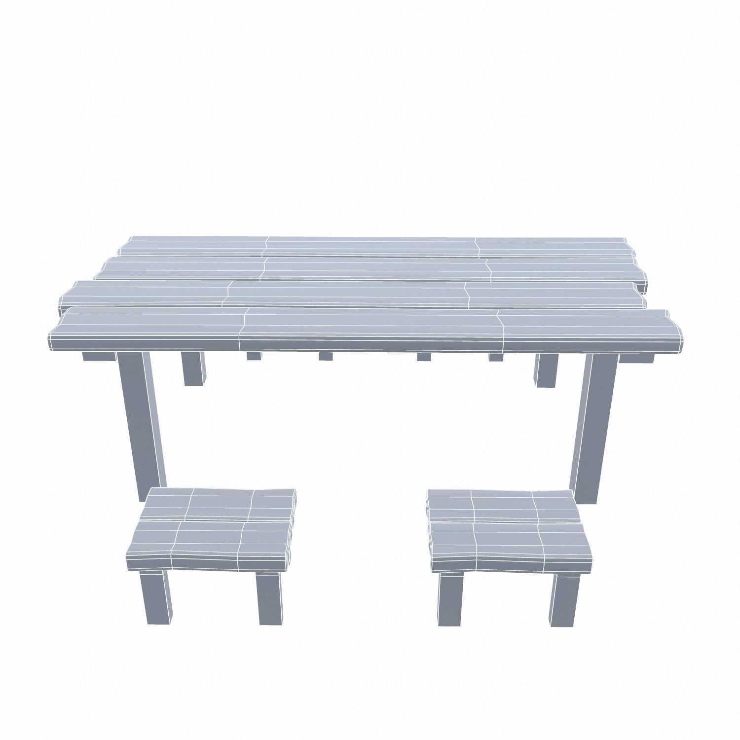 Table and Seat Low-poly 3D model_16