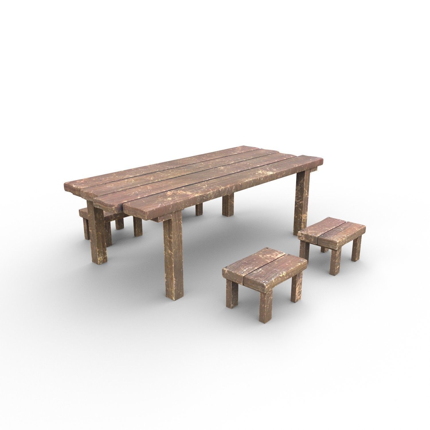 Table and Seat Low-poly 3D model_4