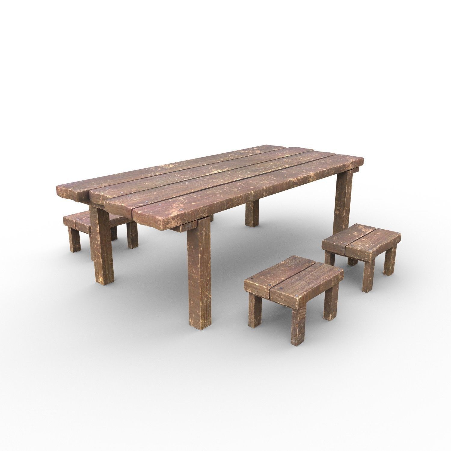 Table and Seat Low-poly 3D model_6