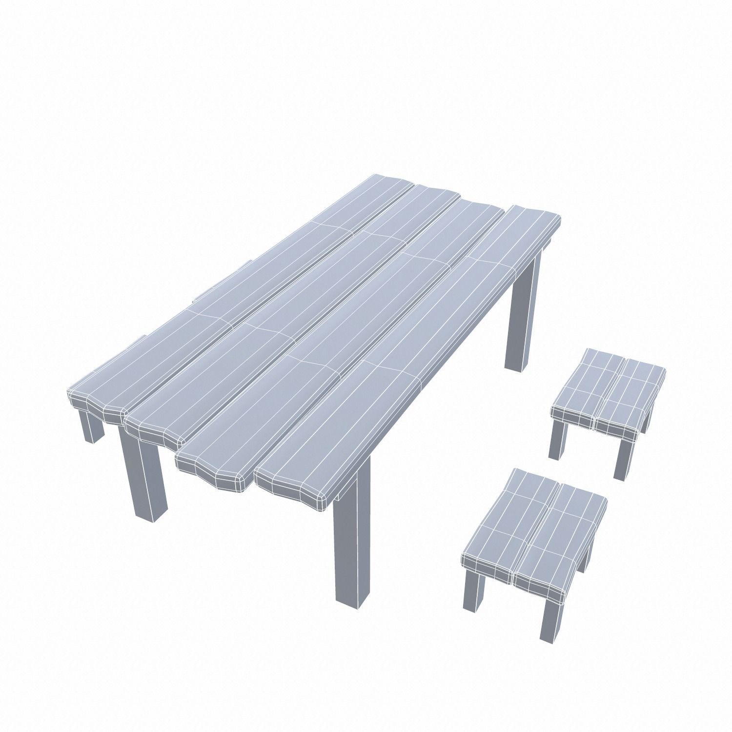 Table and Seat Low-poly 3D model_1
