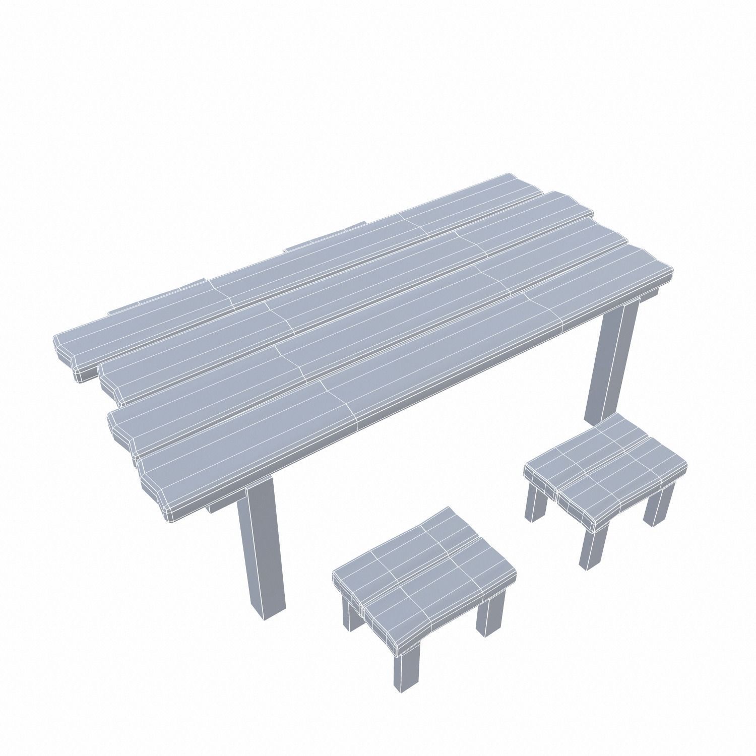 Table and Seat Low-poly 3D model_13