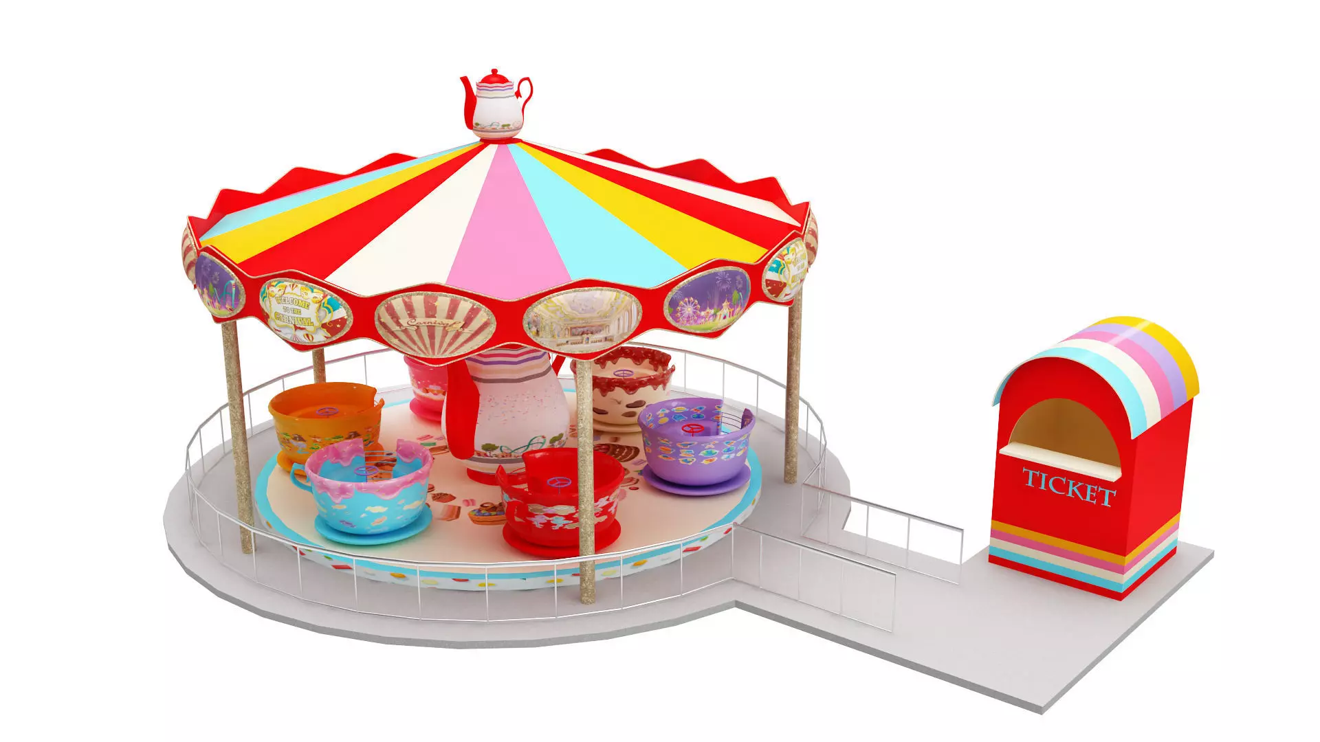 Tea Cup Ride Low-poly 3D model
