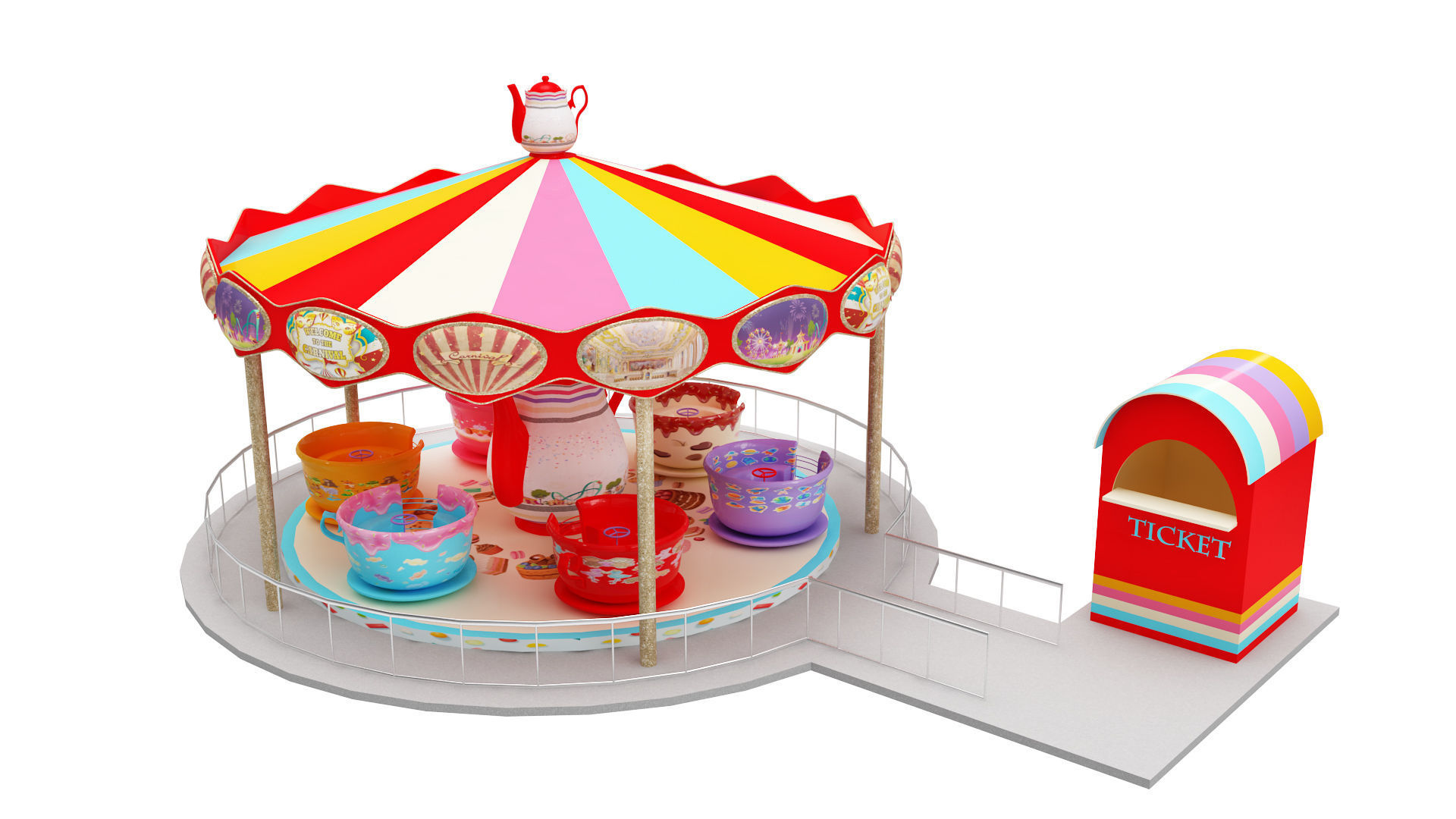 3D model Tea Cup Ride VR / AR / lowpoly CGTrader