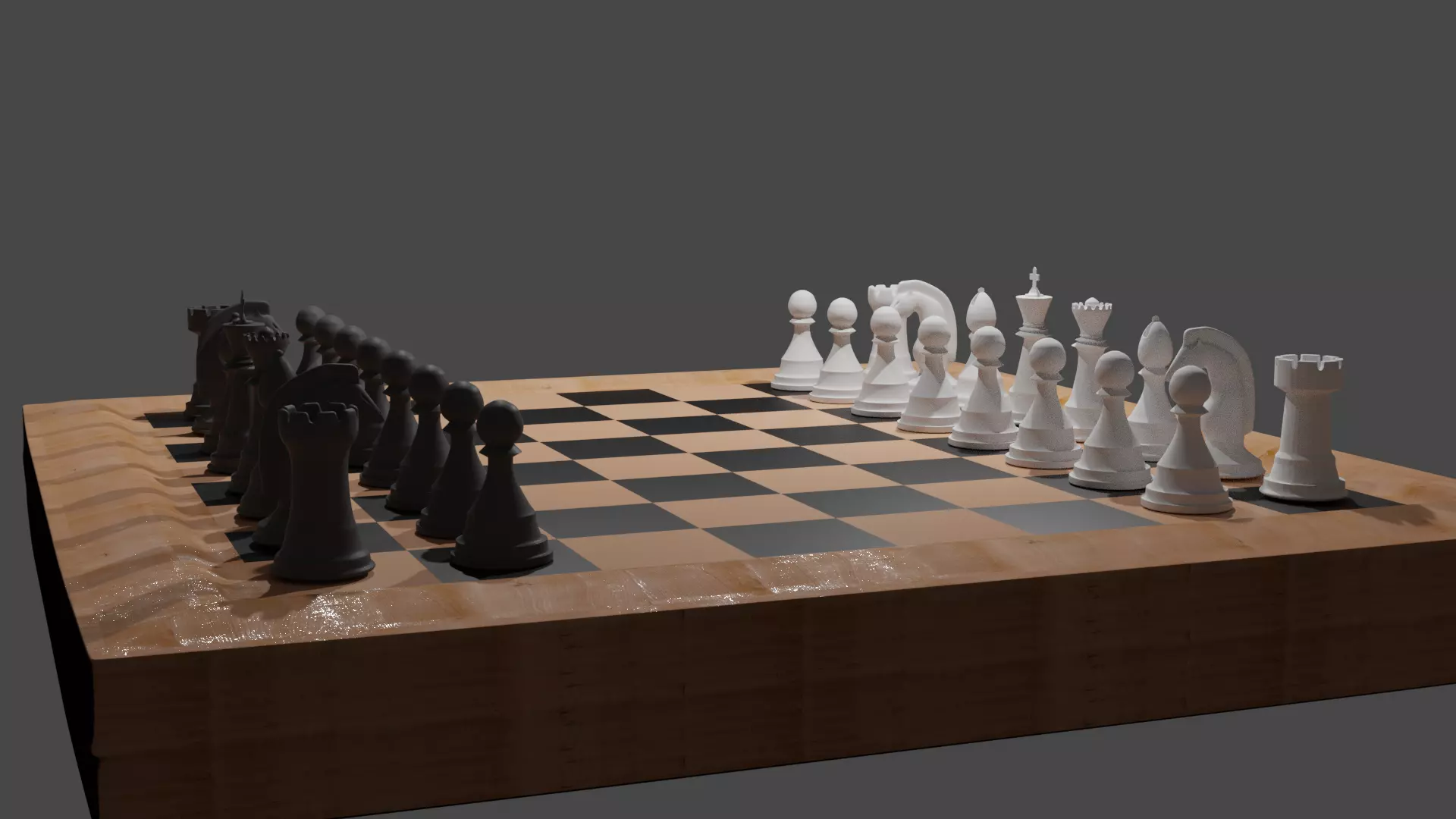 Chessboard chess board with pieces Free low-poly 3D model_0