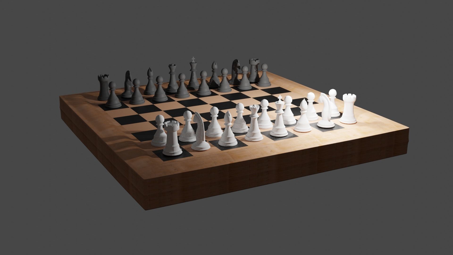 Chessboard chess board with pieces Free low-poly 3D model_4