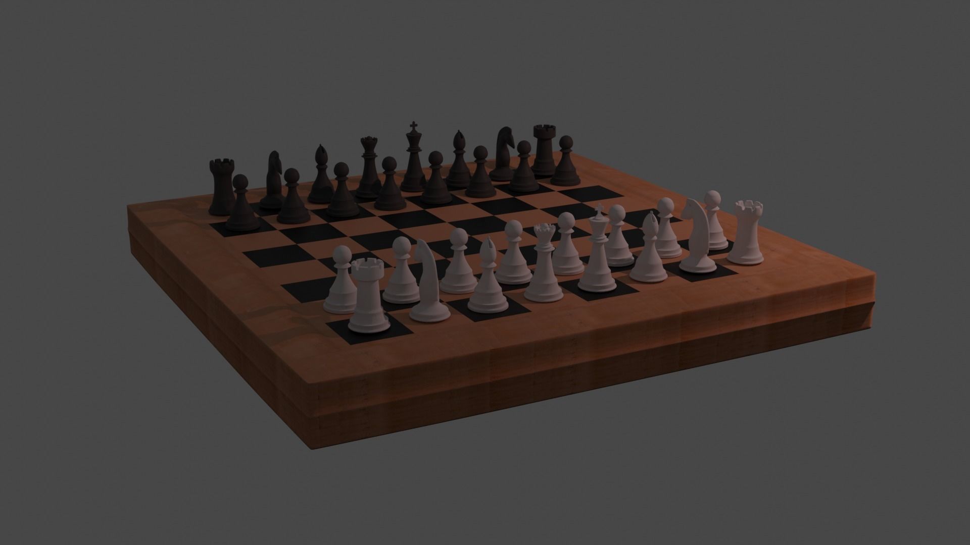 Chessboard chess board with pieces Free low-poly 3D model_7