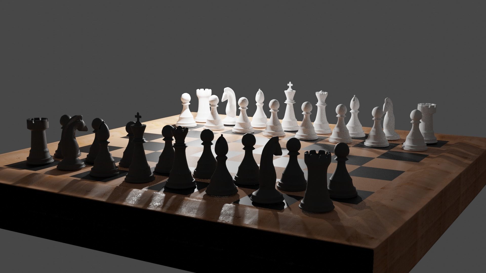 Chessboard chess board with pieces Free low-poly 3D model_2