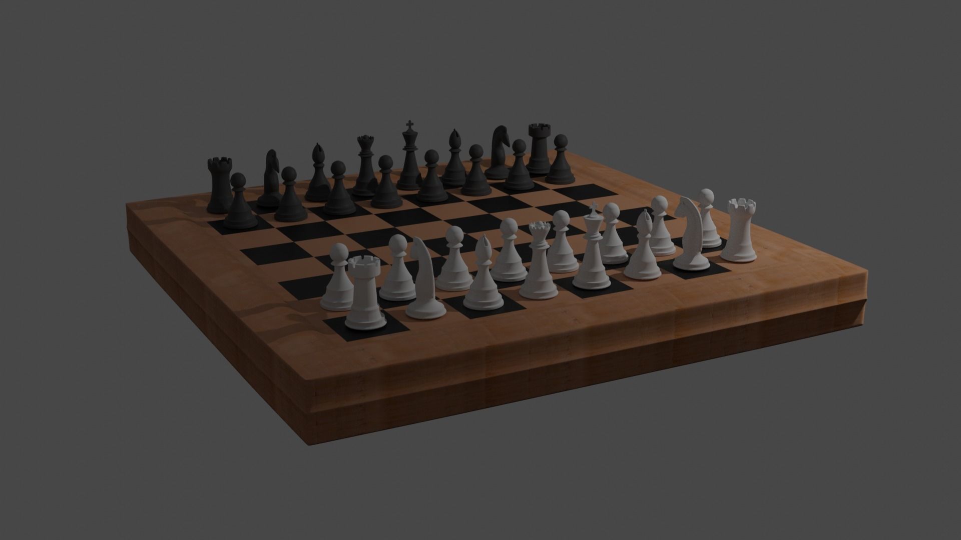 Chessboard chess board with pieces Free low-poly 3D model_1