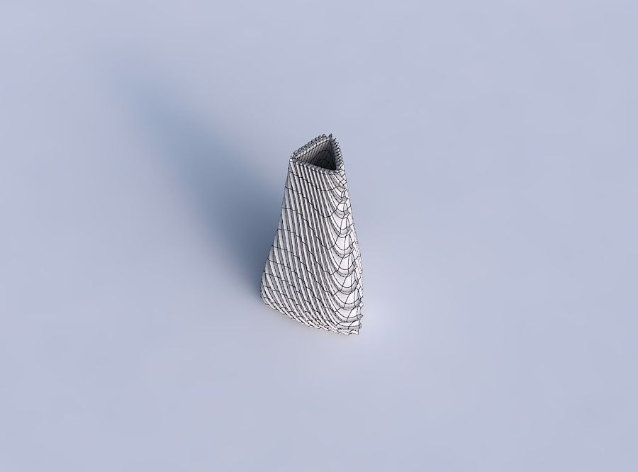 Vase puffy tipped triangle with wavy extruded lines 2 3D print model_6