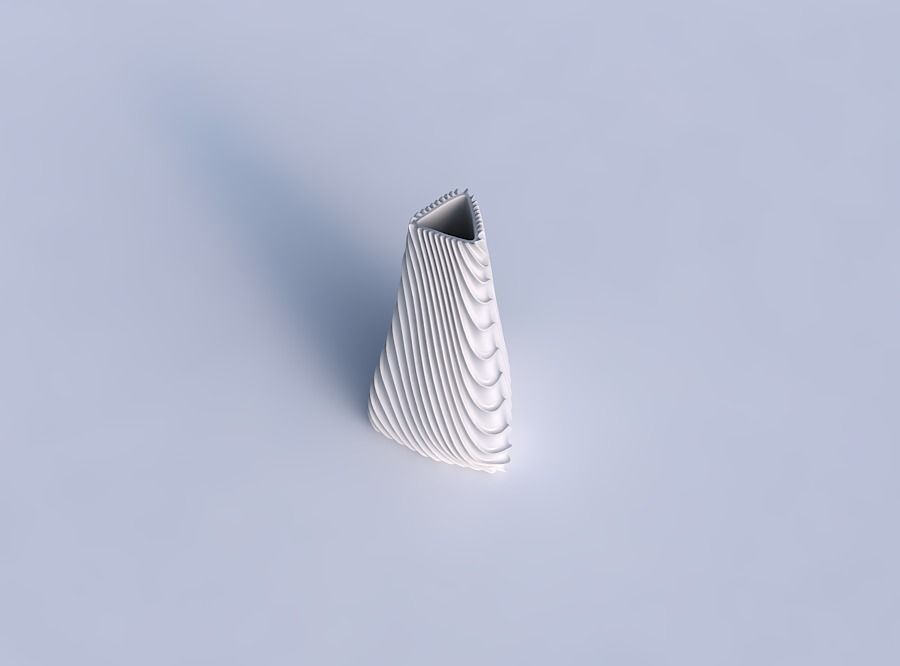 Vase puffy tipped triangle with wavy extruded lines 2 3D print model_1