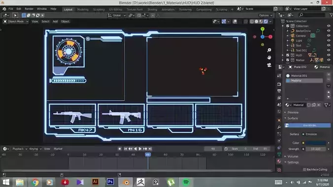 Sci-fi Hud geometry Low-poly 3D model