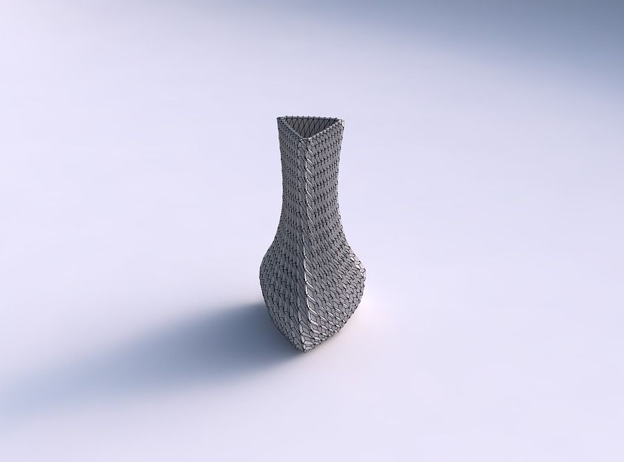 Vase puffy triangle with bent extruded lines001 3D print model_5