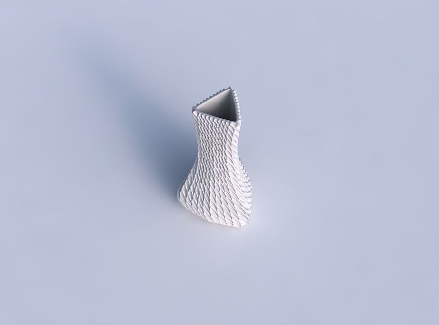 Vase puffy triangle with bent extruded lines001 3D print model_1