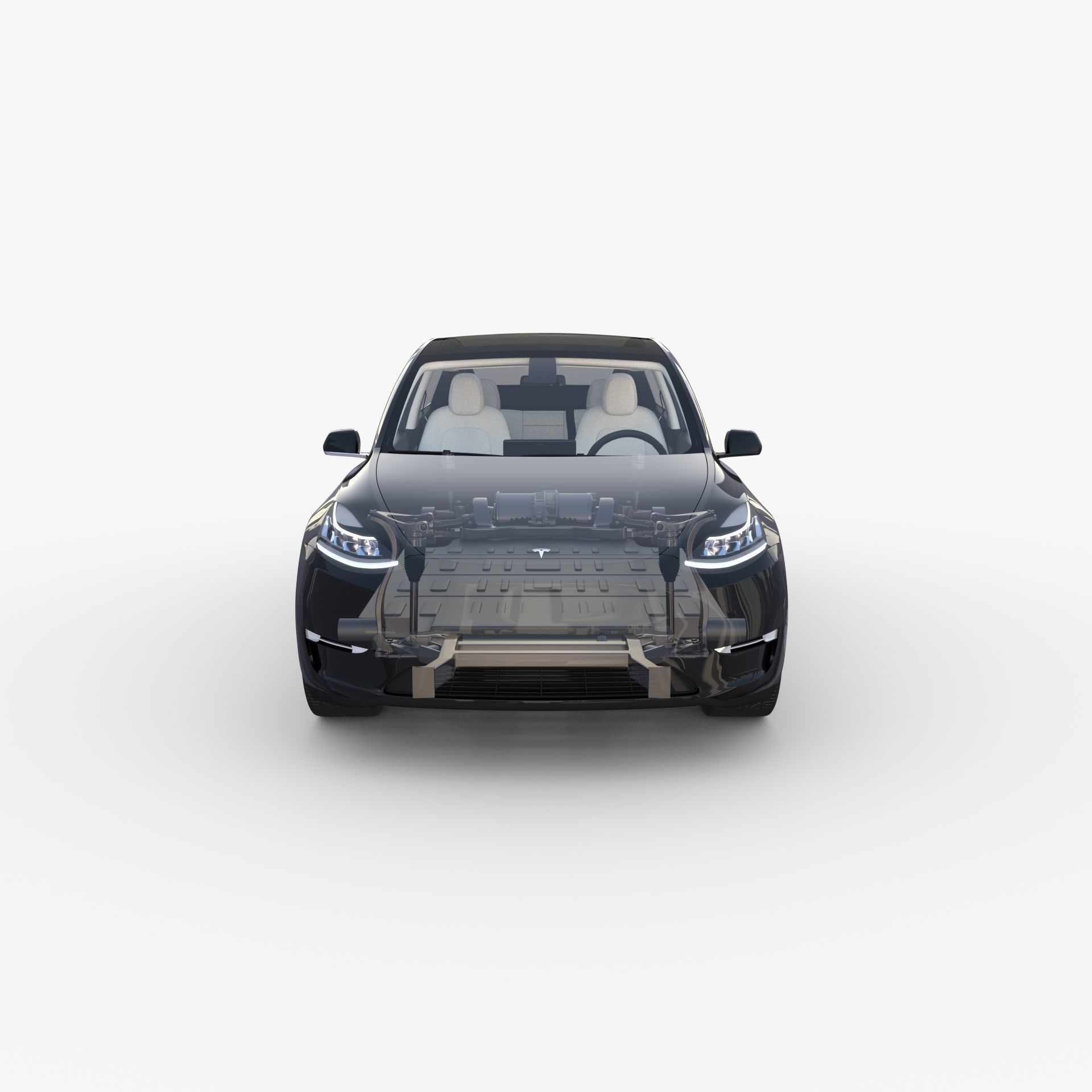 Tesla Model Y RWD Black with interior and chassis 3D model_19