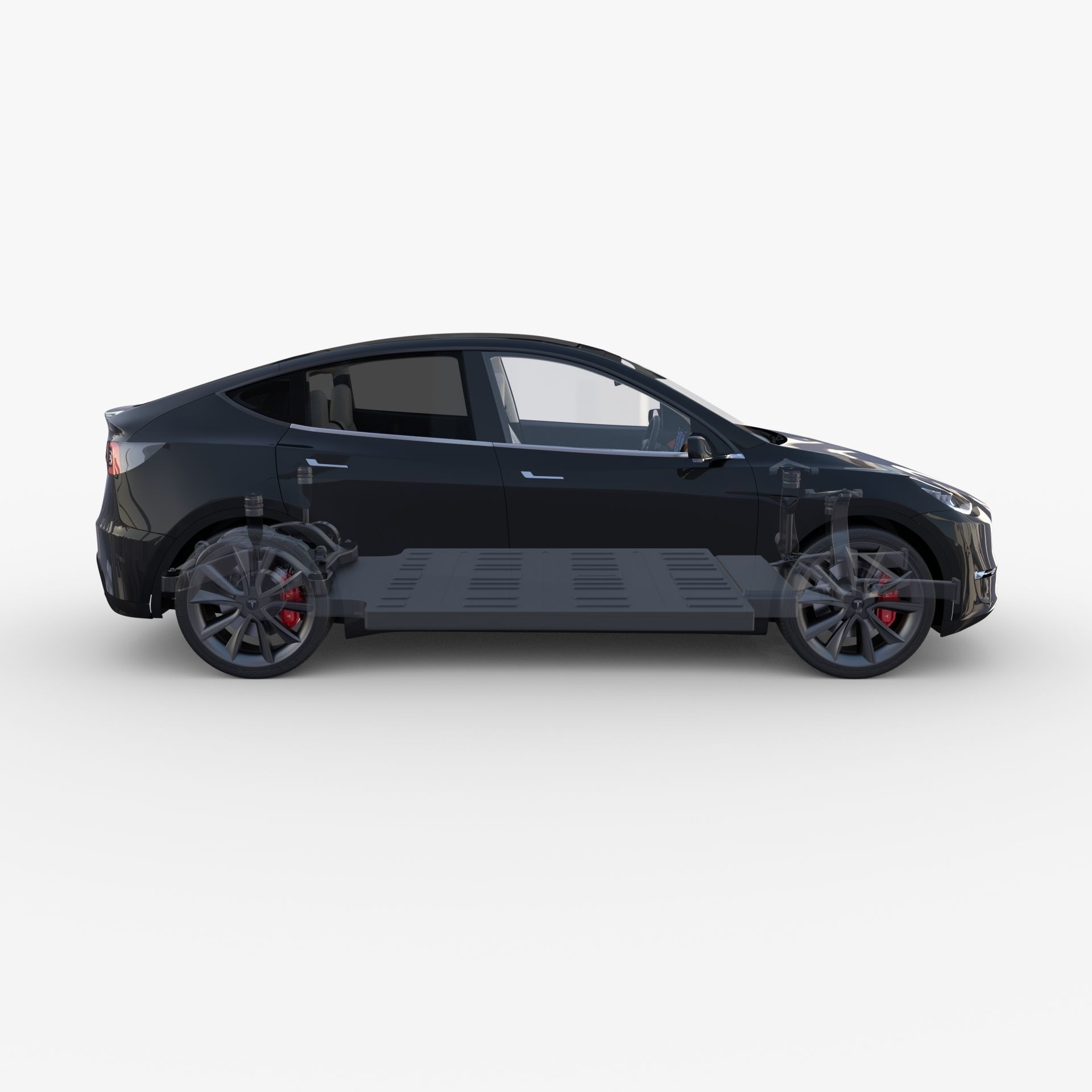 Tesla Model Y RWD Black with interior and chassis 3D model_22