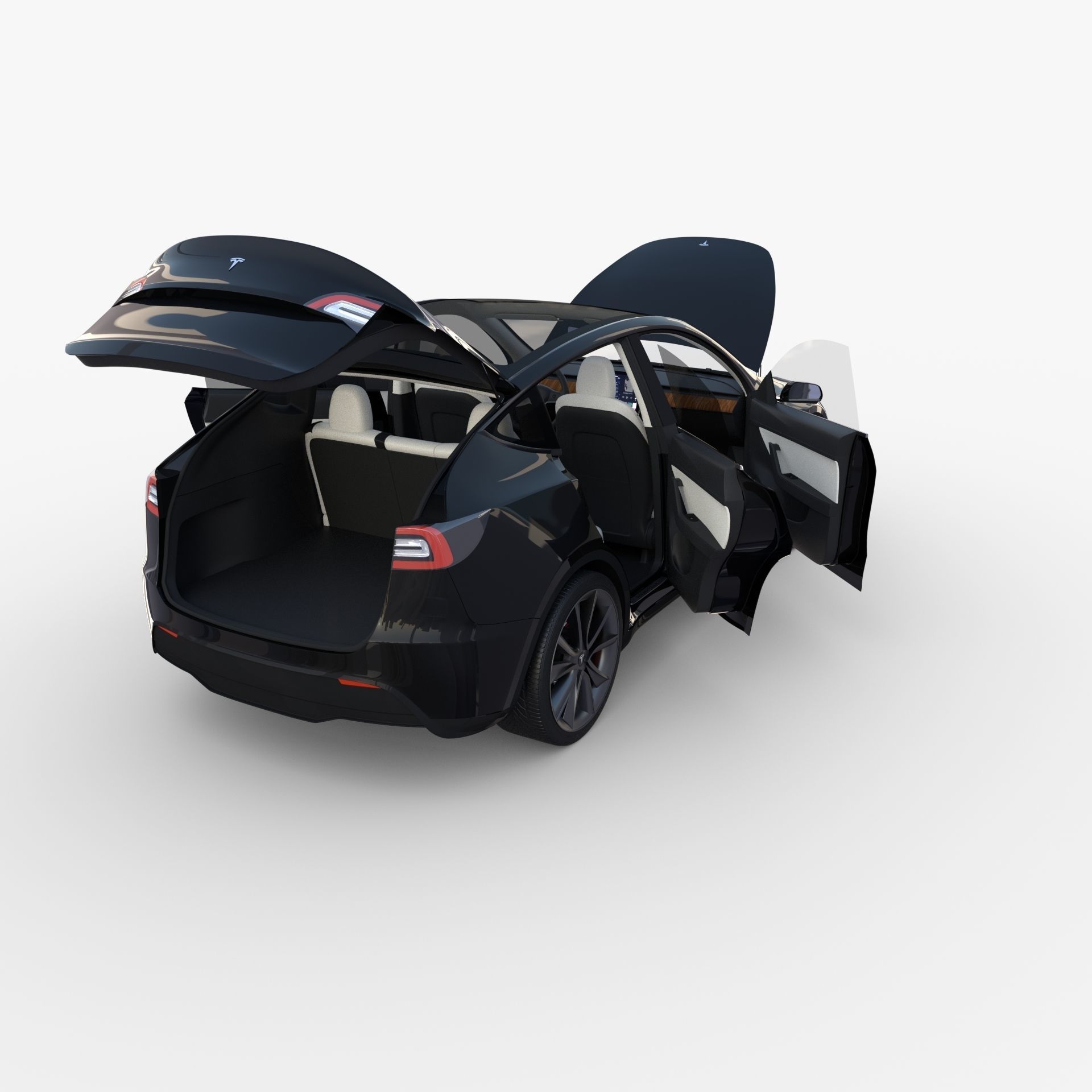 Tesla Model Y RWD Black with interior and chassis 3D model_34