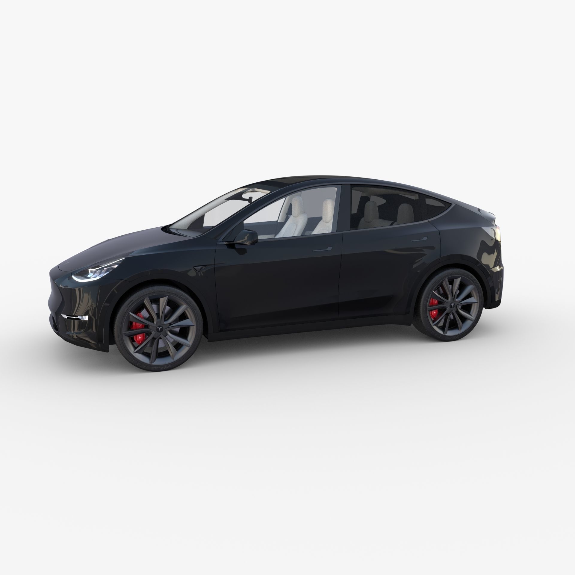Tesla Model Y RWD Black with interior and chassis 3D model_4