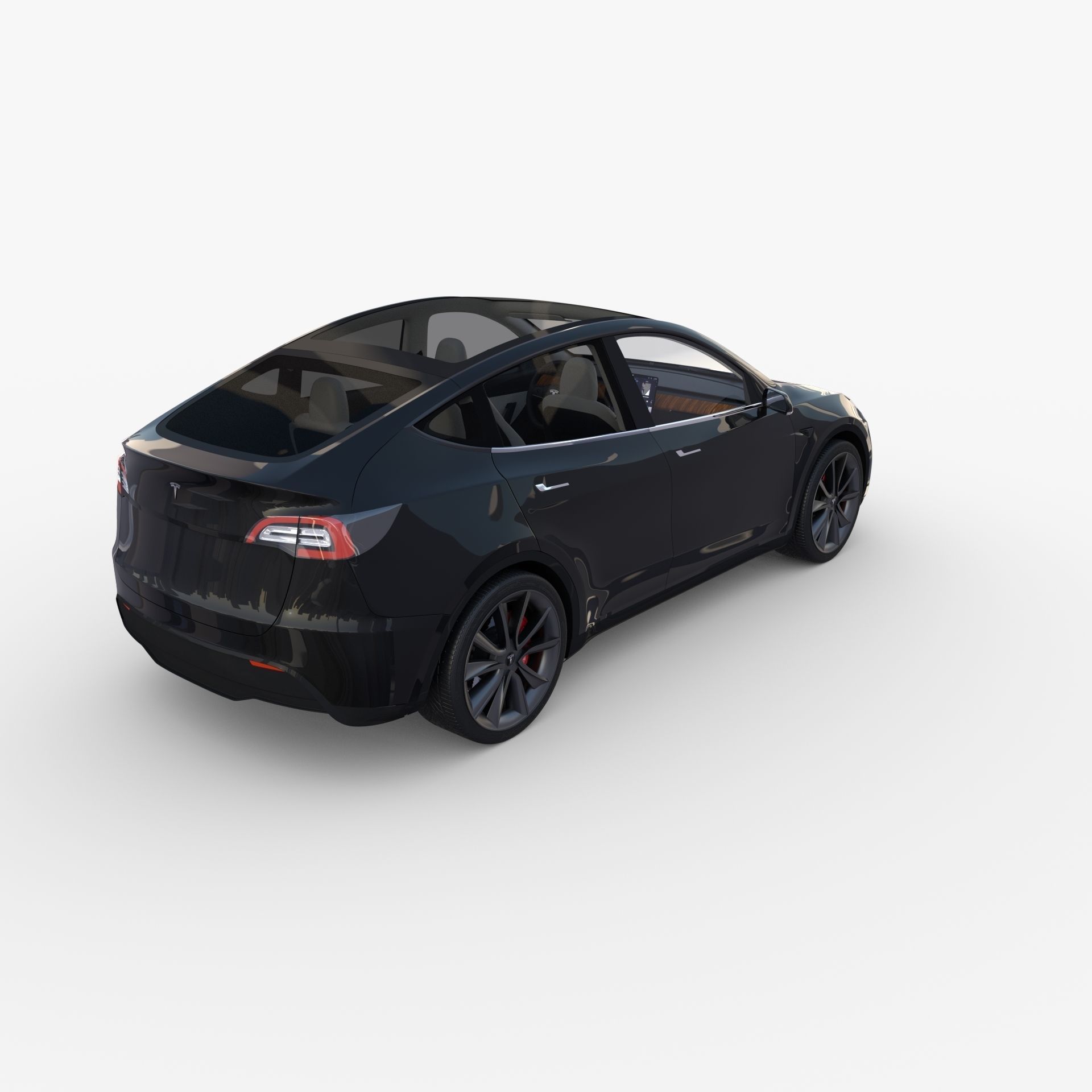 Tesla Model Y RWD Black with interior and chassis 3D model_47