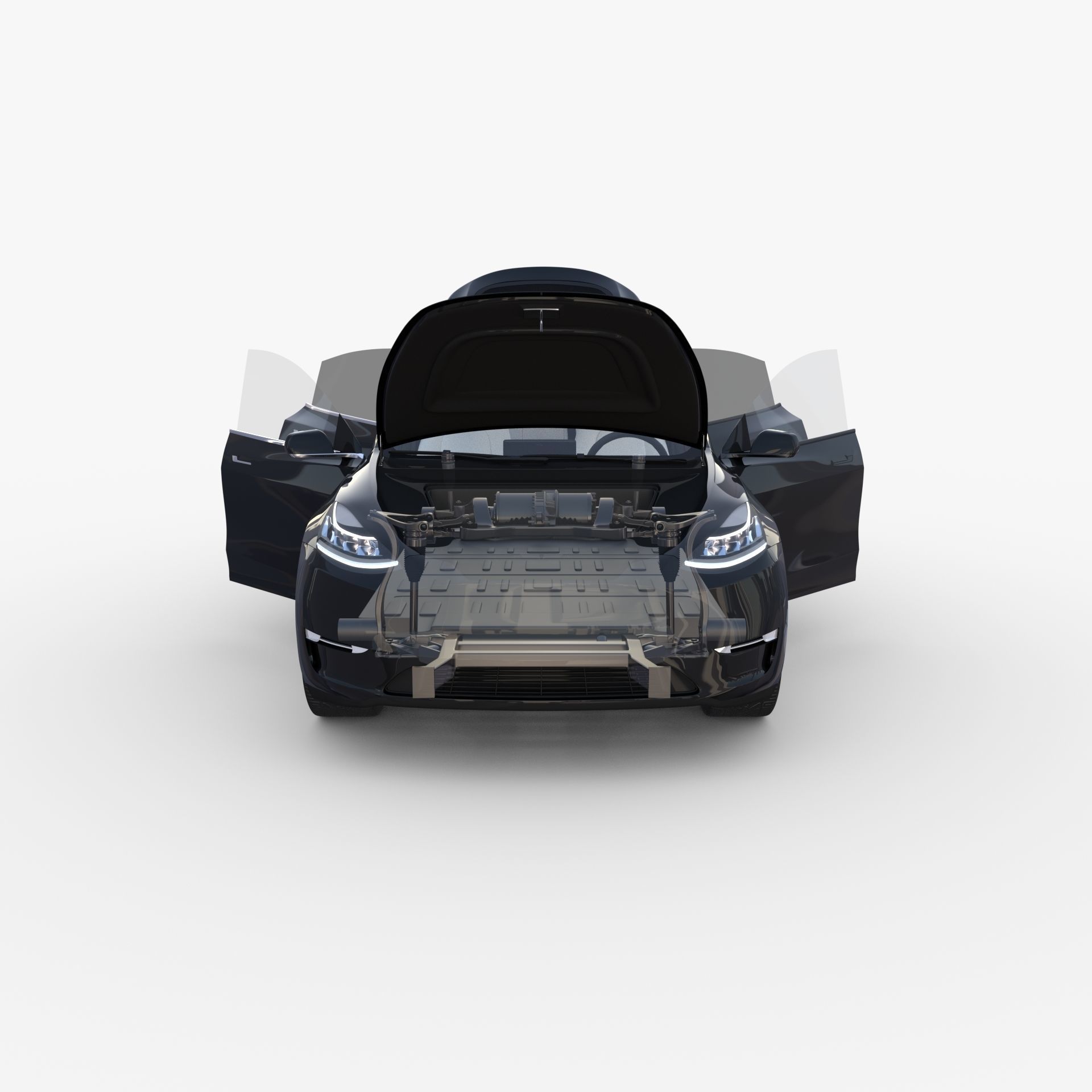 Tesla Model Y RWD Black with interior and chassis 3D model_23
