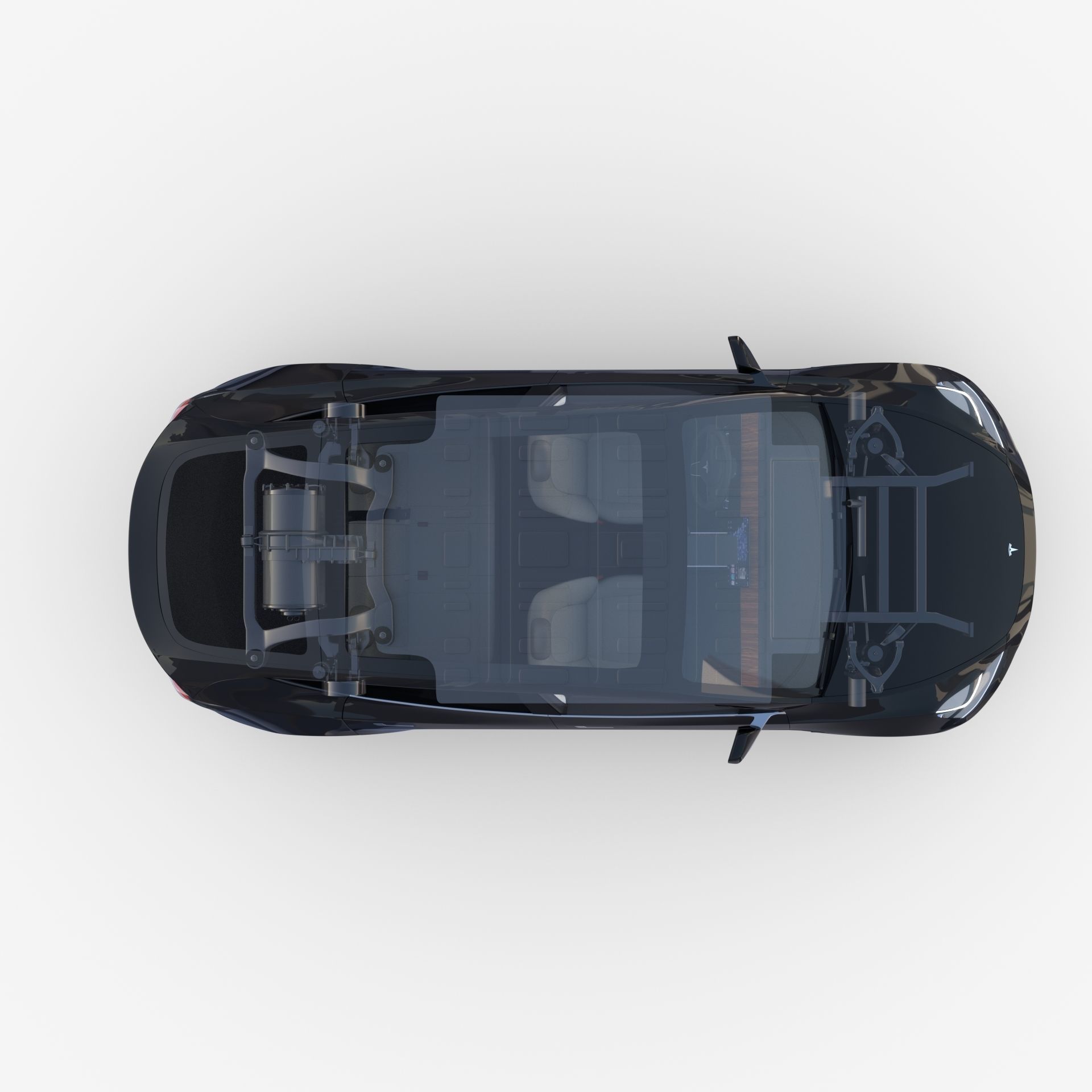 Tesla Model Y RWD Black with interior and chassis 3D model_38