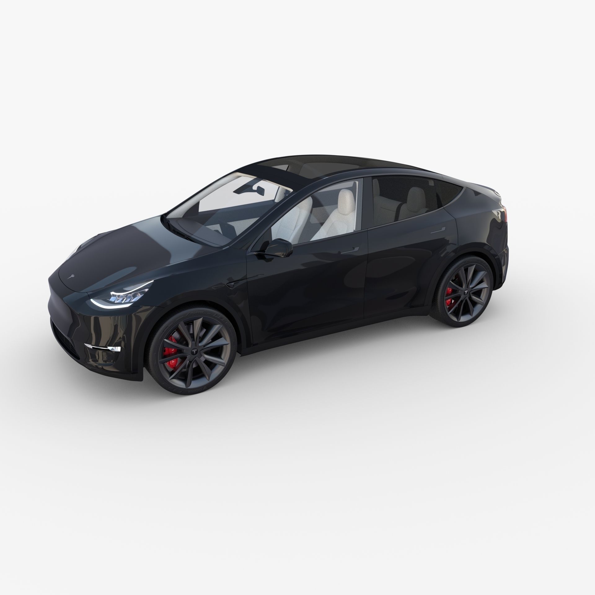 Tesla Model Y RWD Black with interior and chassis 3D model_7