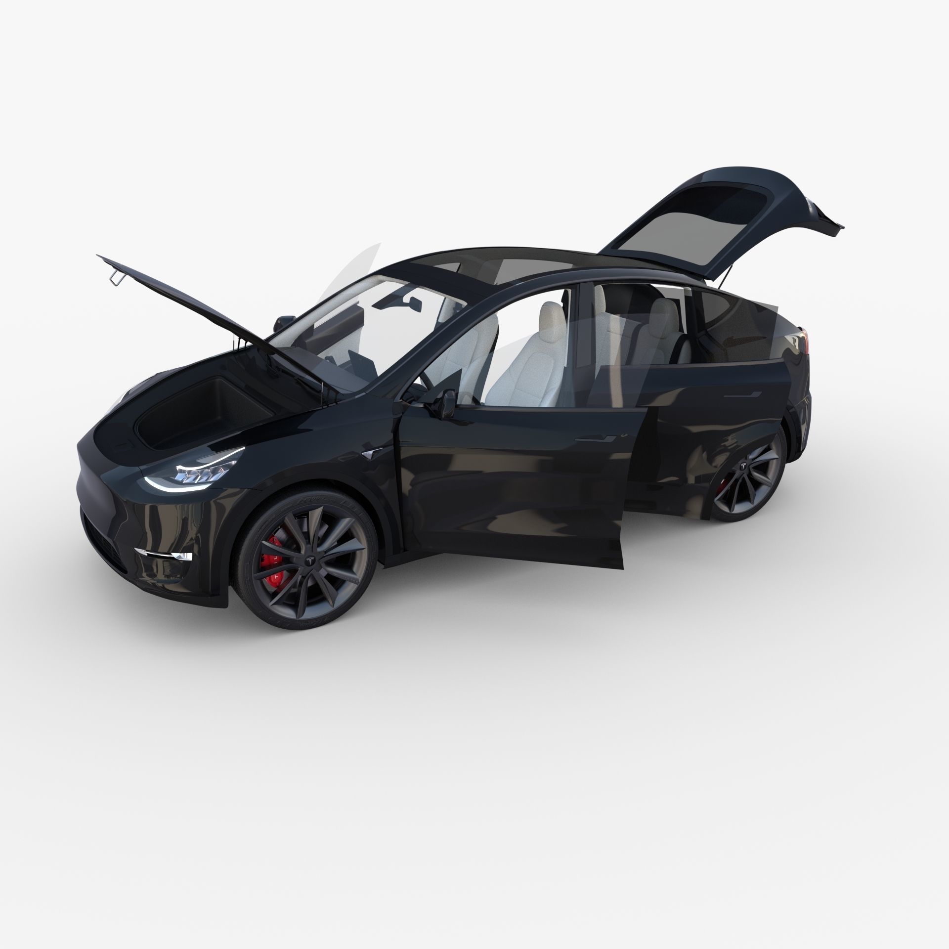 Tesla Model Y RWD Black with interior and chassis 3D model_29