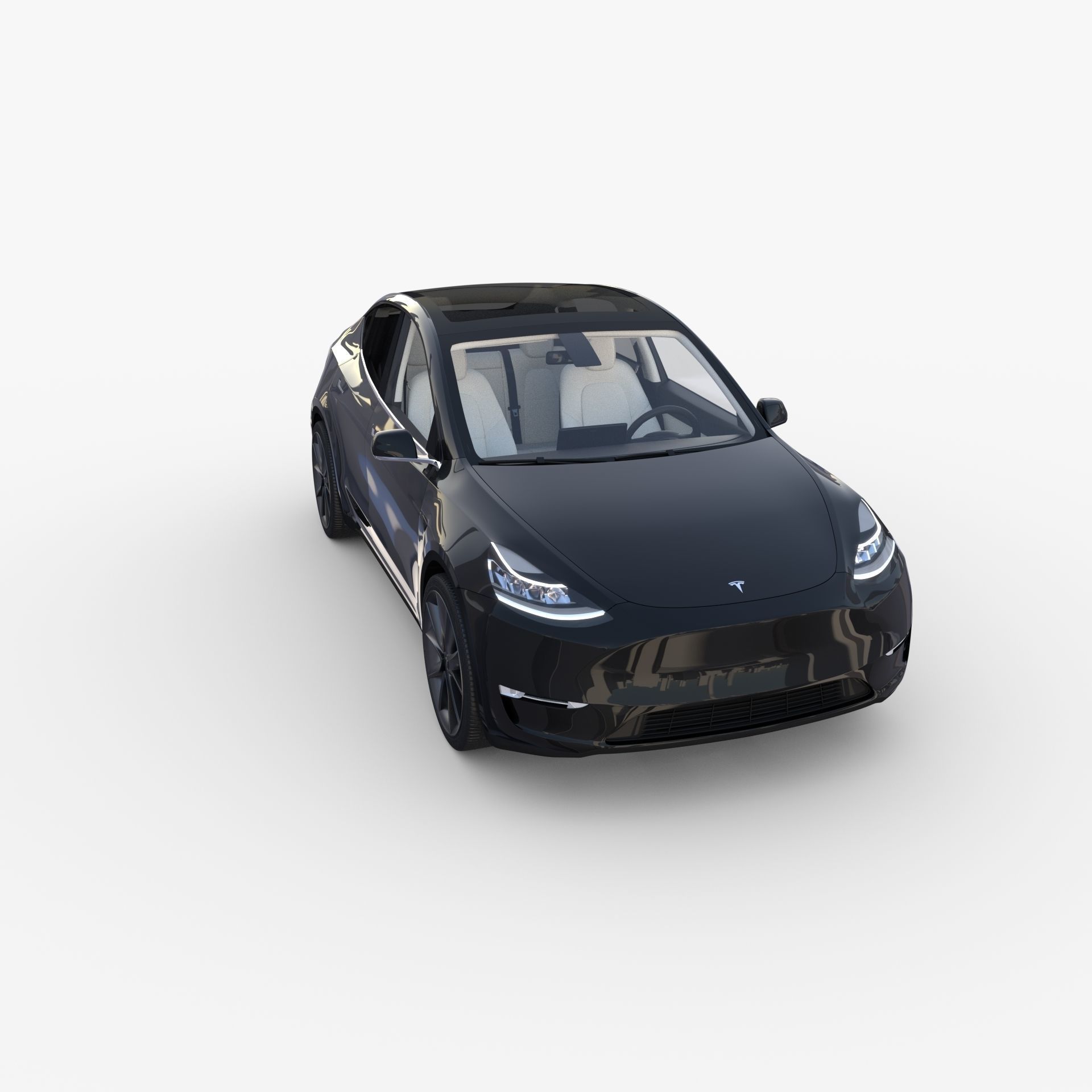Tesla Model Y RWD Black with interior and chassis 3D model_45
