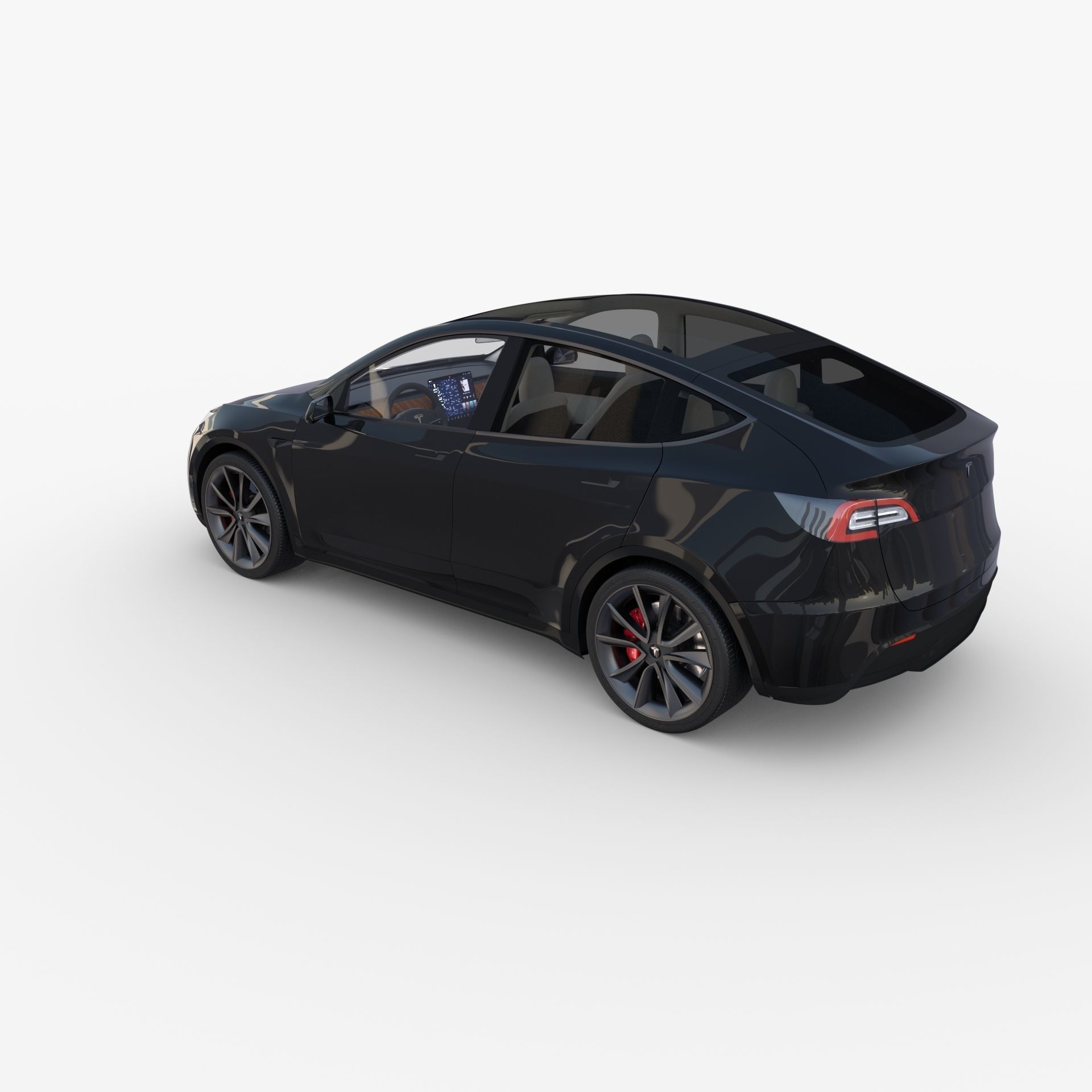 Tesla Model Y RWD Black with interior and chassis 3D model_9
