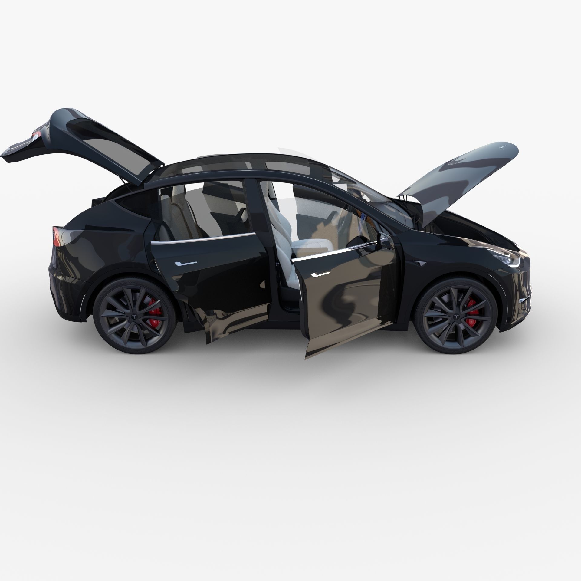Tesla Model Y RWD Black with interior and chassis 3D model_24