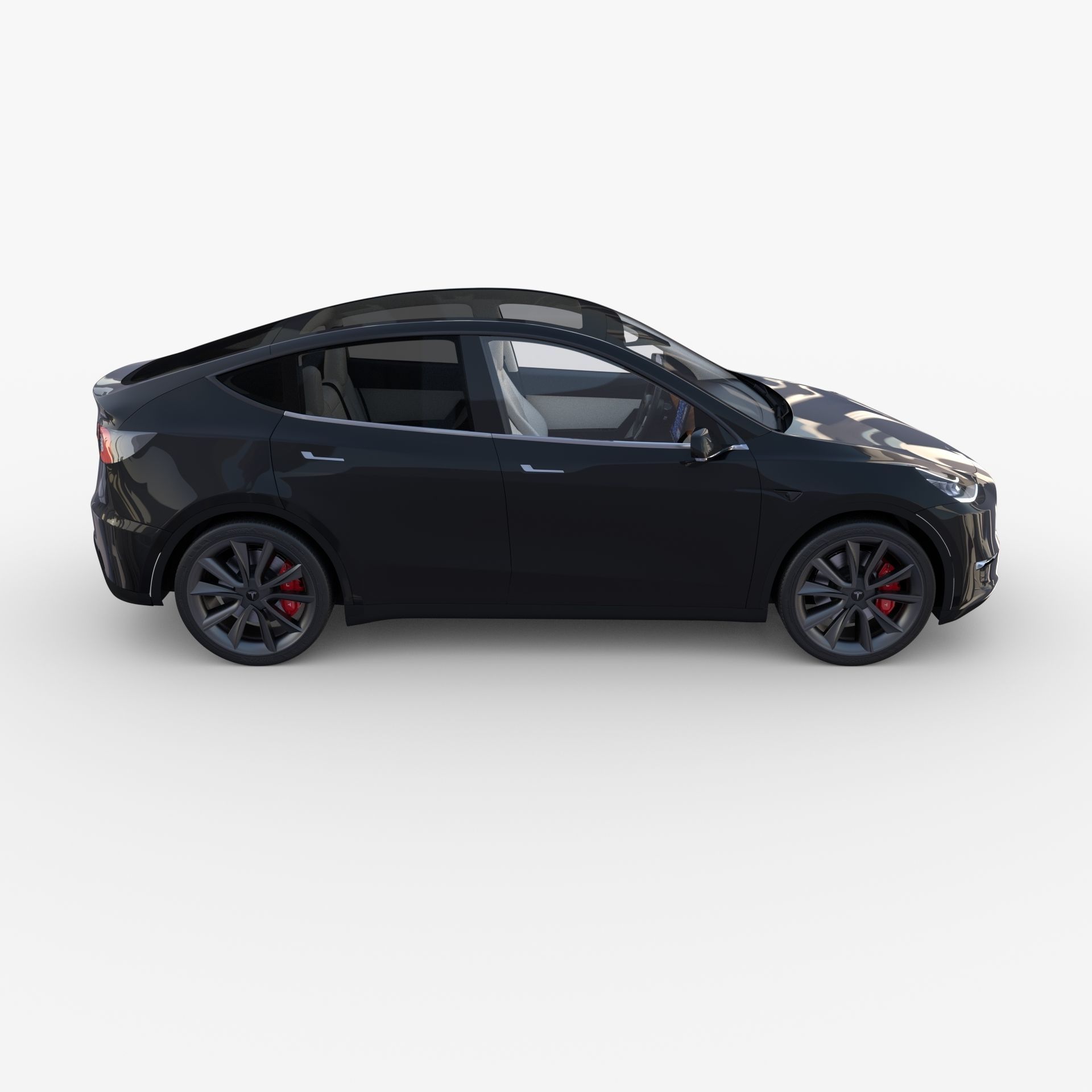 Tesla Model Y RWD Black with interior and chassis 3D model_42