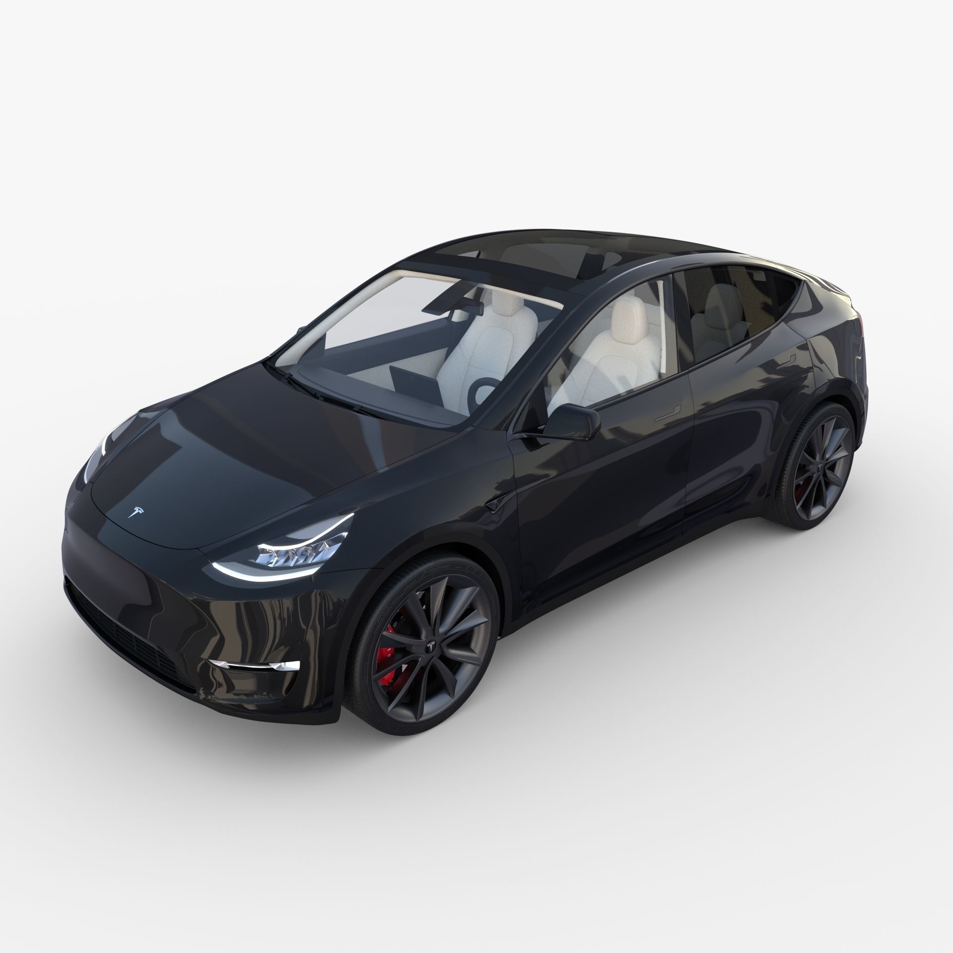 Tesla Model Y RWD Black with interior and chassis 3D model_43