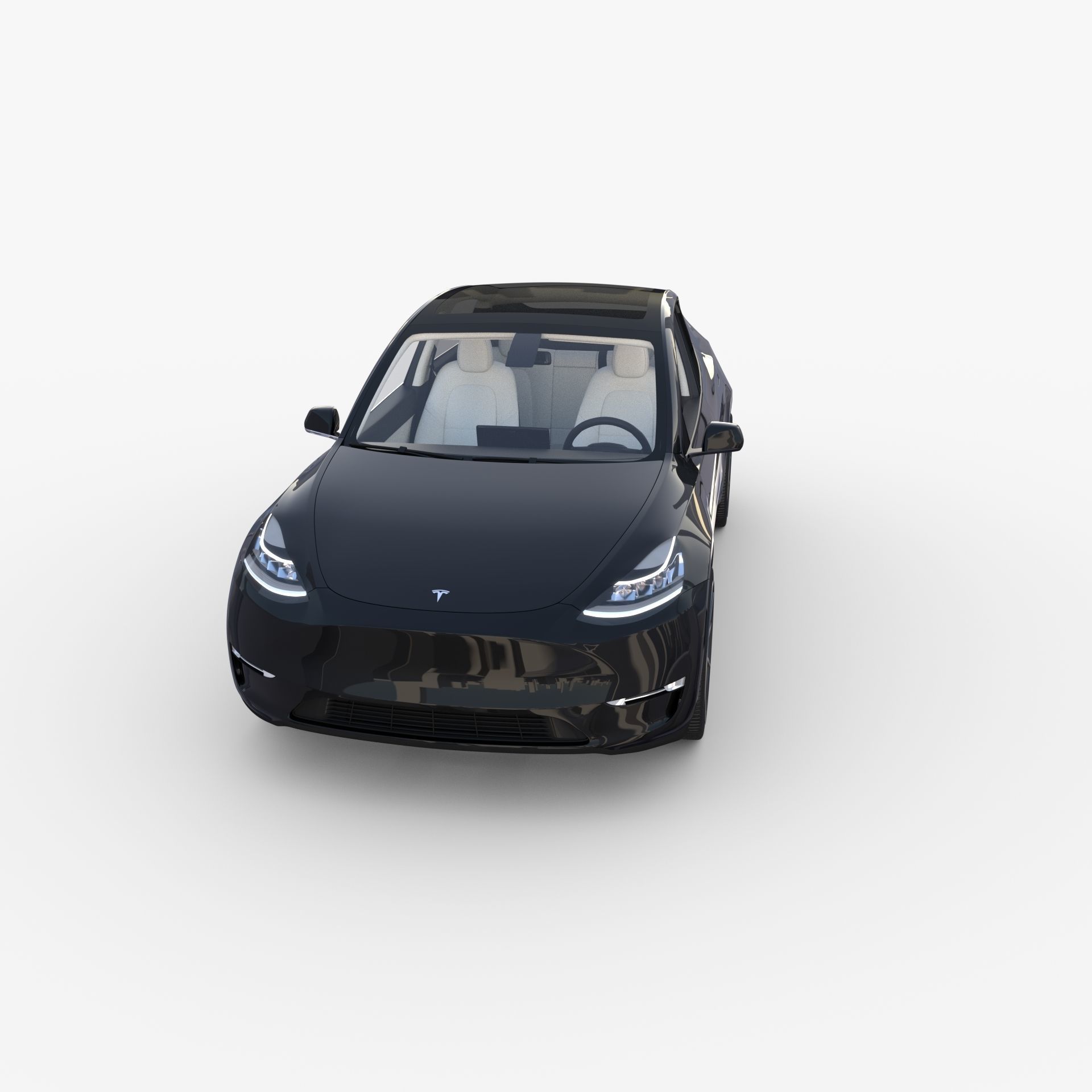 Tesla Model Y RWD Black with interior and chassis 3D model_5