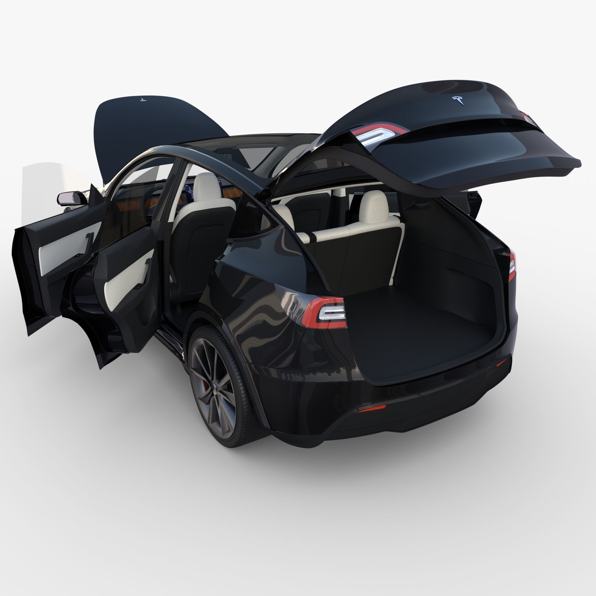 Tesla Model Y RWD Black with interior and chassis 3D model_33