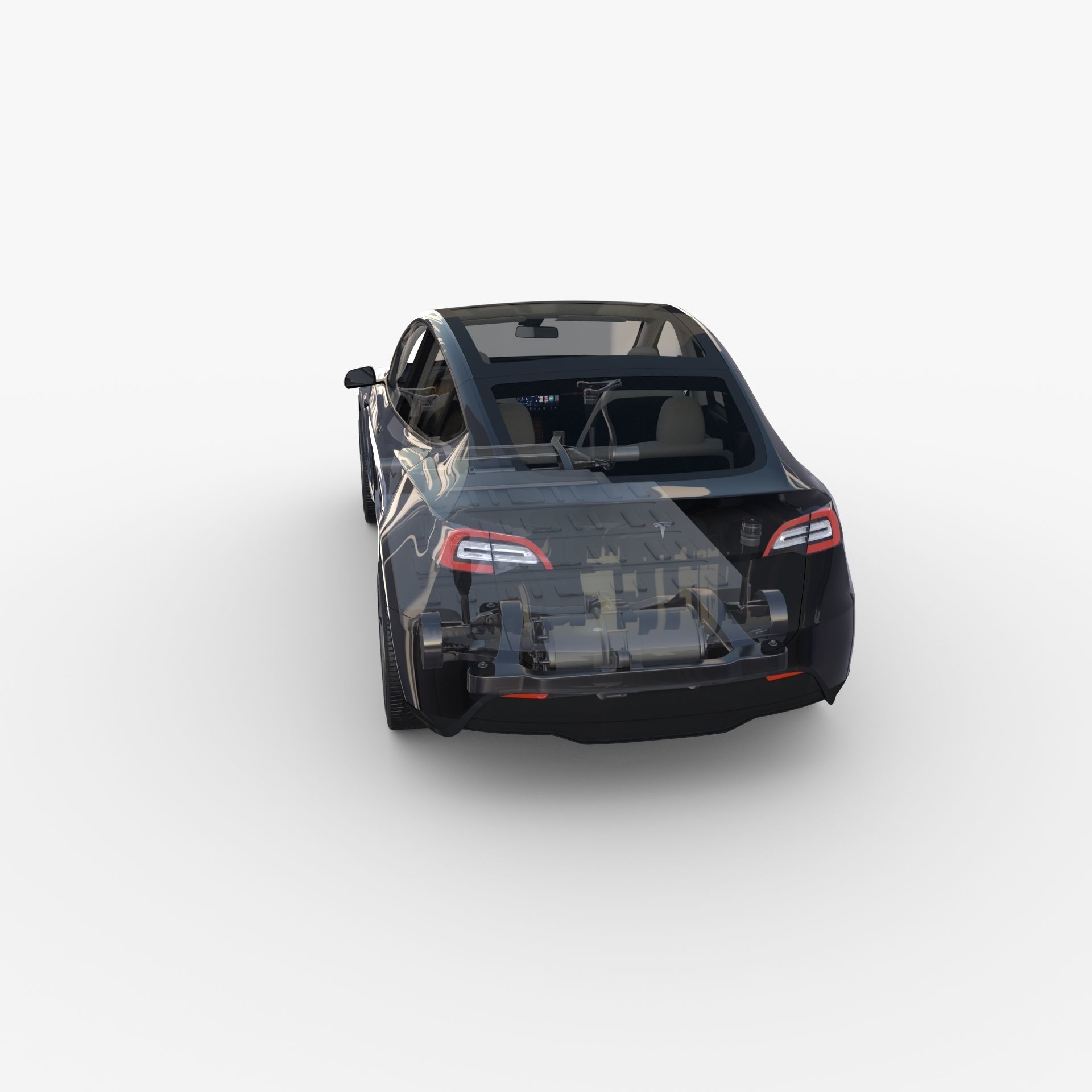 Tesla Model Y RWD Black with interior and chassis 3D model_18