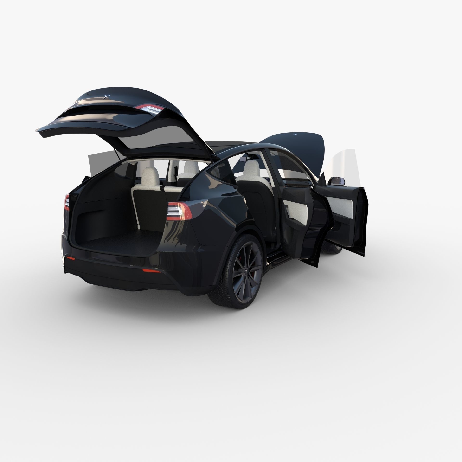 Tesla Model Y RWD Black with interior and chassis 3D model_20