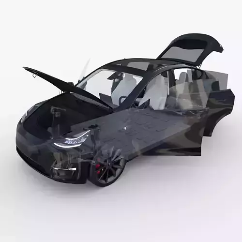 Tesla Model Y RWD Black with interior and chassis