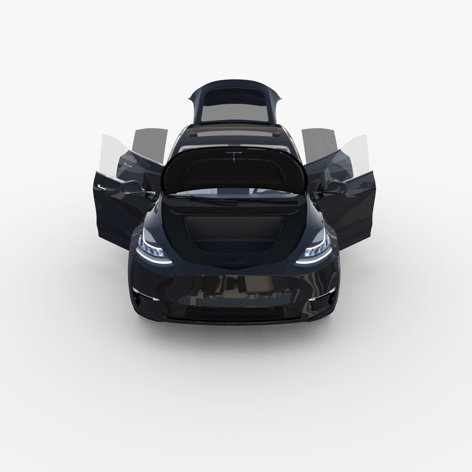 Tesla Model Y RWD Black with interior and chassis 3D model_30