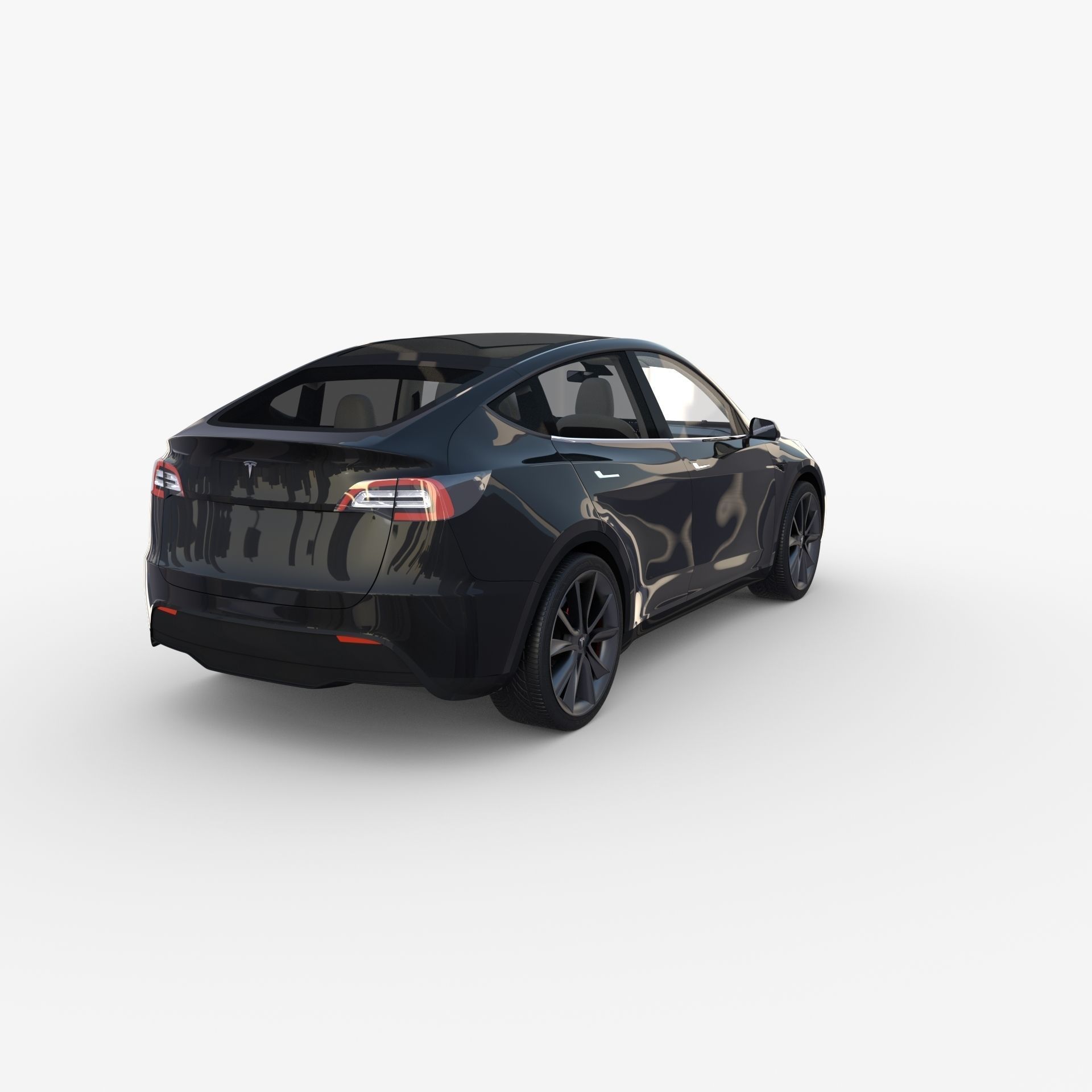 Tesla Model Y RWD Black with interior and chassis 3D model_3