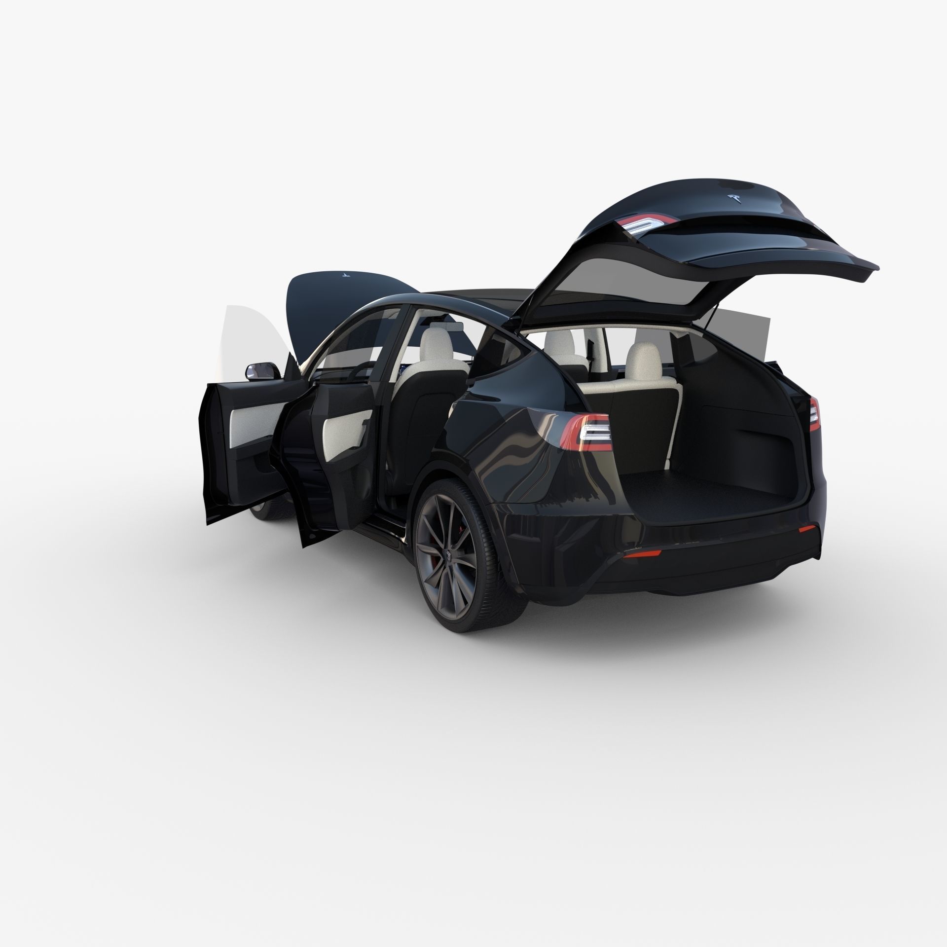 Tesla Model Y RWD Black with interior and chassis 3D model_27