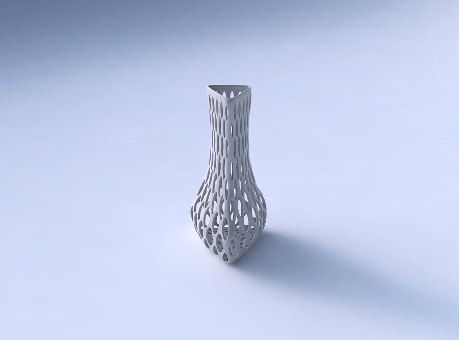 Vase puffy triangle with bubble grid lattice 3D print model_3