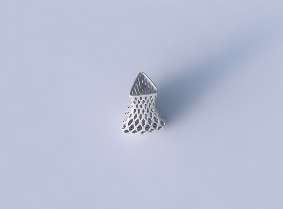 Vase puffy triangle with bubble grid lattice 3D print model_2