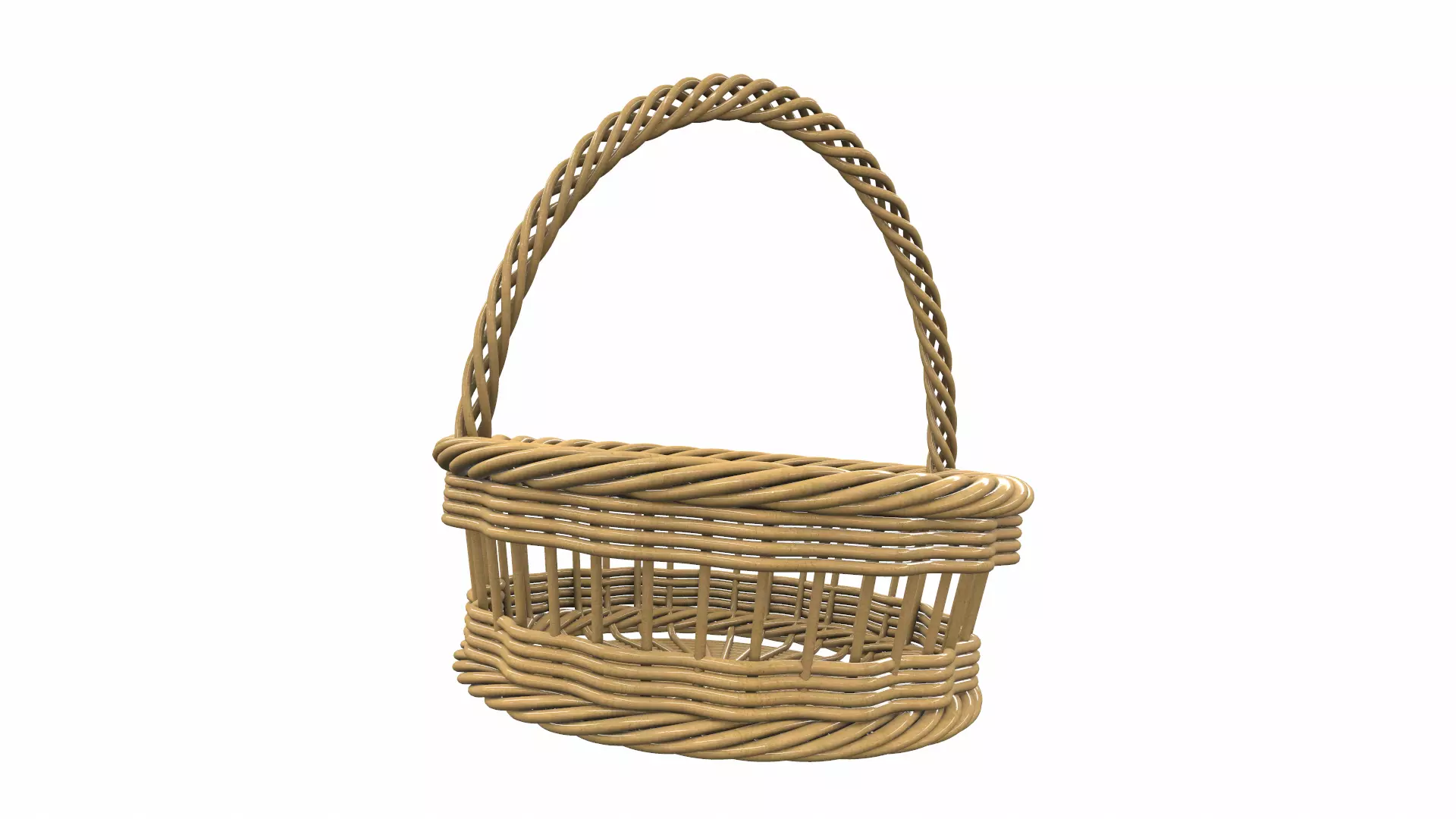 Wooden wicker basket 3 3D model_0