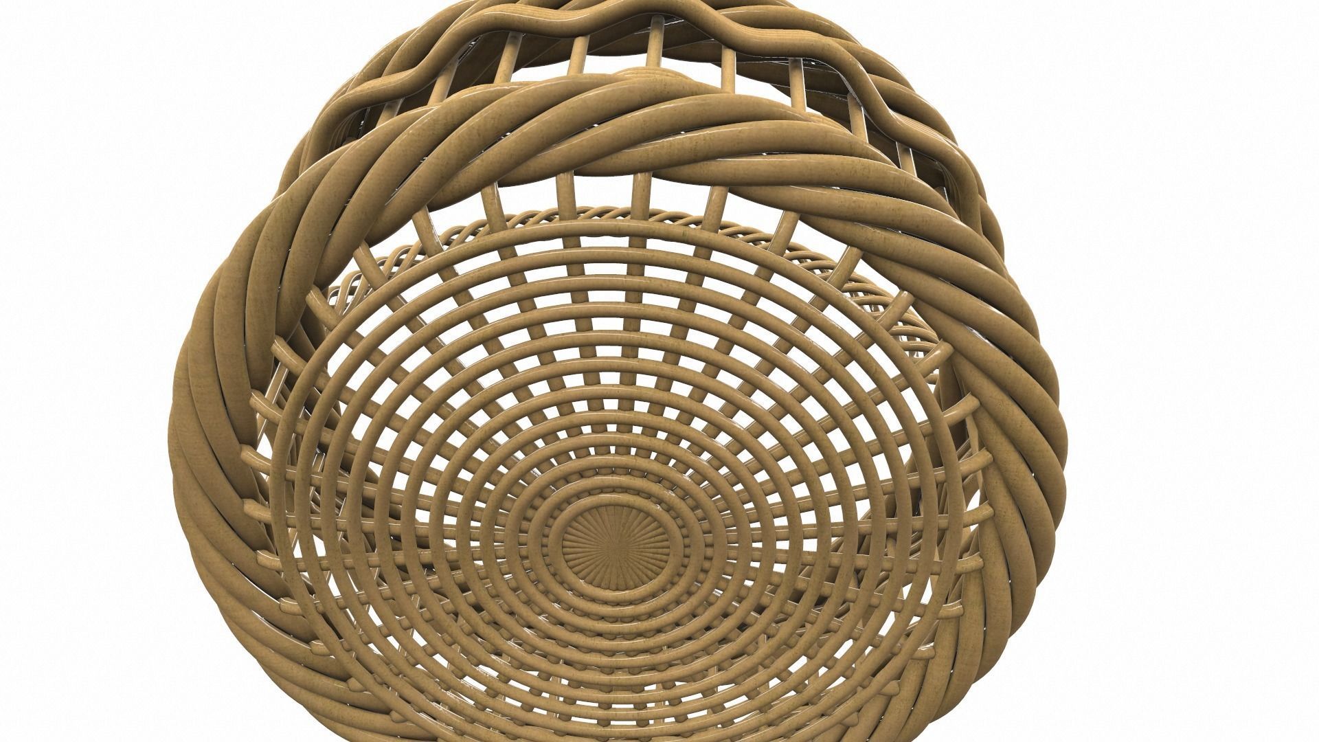 Wooden wicker basket 3 3D model_3
